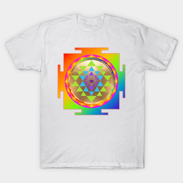 Sri Yantra With Faux Gold Foil T-Shirt by PixDezines